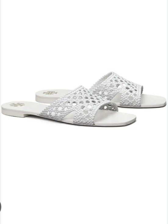 Tory Burch Shoes - NWOT Tory Burch White Woven Slide Sandals